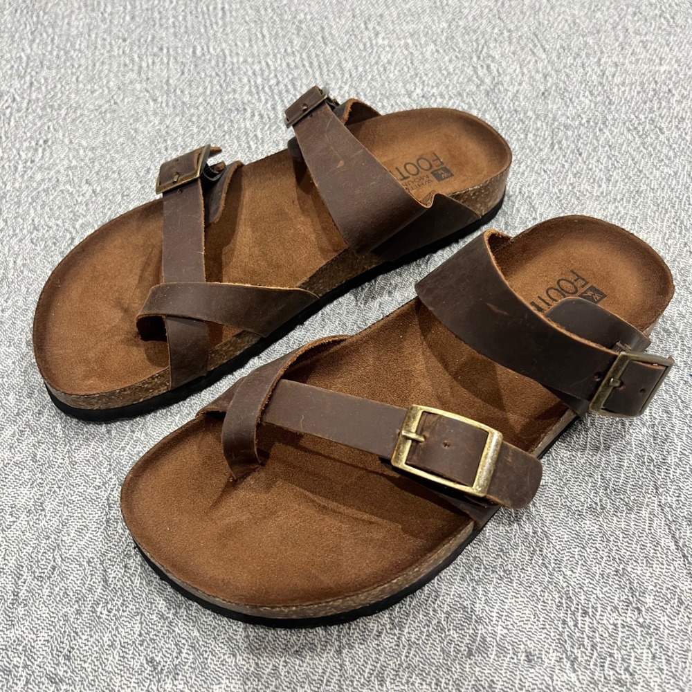 NEW White Mountain Footbeds Gracie Sandals Women Sz 6 Brown Leather Comfort Boho - Picture 5 of 9